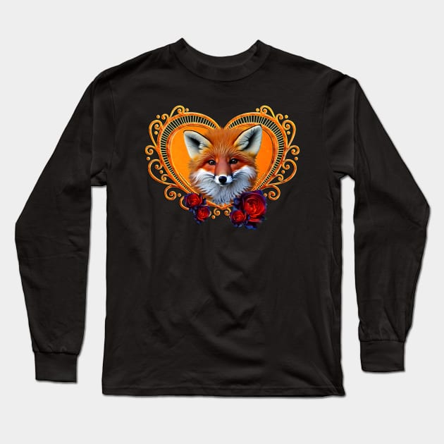 Wonderful head of a fox with heart Long Sleeve T-Shirt by Nicky2342